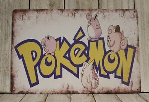 New ListingPokemon Tin Metal Sign Poster Toy Trading Cards Art Decor Rustic Look