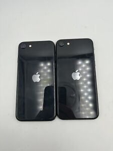 Apple iPhone SE 2nd Gen. Black 64gb  LOT OF 2 - Unlocked - Cracked Screen - Work