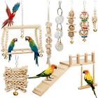 10 Pcs Parrot Swing Toys and Bird Perches Platform with Climbing Ladder Chewi...