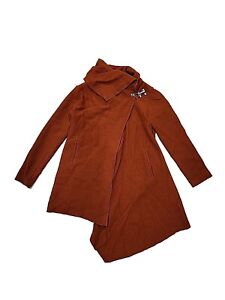 Garnet Hill Asymmetrical Boiled Wool Rust Wrap Jacket Cape Poncho Women 12