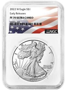 2022 W 1oz Silver Eagle Proof NGC PF70 UC Early Releases - Flag Label