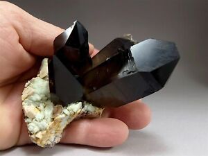 New ListingDeep Smoky Quartz Crystal Cluster with Blue Albite & Microcline from Argentina