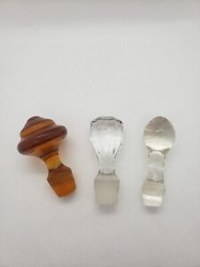New ListingMCM Amber / Glass Decanter Stopper (Lot Of 3) Vintage
