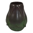 Ephraim Faience 2003 Hand Made Art Pottery Green Plum Coleus Ceramic Vase 223