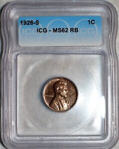 ICG MS-62 RB 1926-S Lincoln Cent, Razor-Sharp, Glossy, Red-Brown specimen!