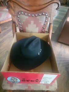 Vintage  STETSON 6X SILVERTON 6 7/8  BLACK Beaver Fur Felt Western Cowboy Hat