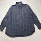 Chico's Design Size 2 Women's Large Button Up Shirt Blue Green Plaid Striped
