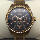 Fossil Janice Watch Women Rose Gold Tone Date Missing Crystals New Battery 7.75