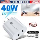 20 40W Dual PD Ports Fast Wall Charging Block For Samsung iPhone 15 Pro Max Plus