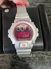 RARE Casio G Shock DW-6900CB Silver Strap Pink/Silver Watch NEW BATTERY!