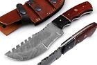 Custom Handmade Hunting knife Red Wood&Buffalo Horn Bolster Tracker Knife