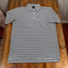 Dunning Golf Polo Shirt Mens Large White Striped Casual Golf Rugby Loch Lloyd