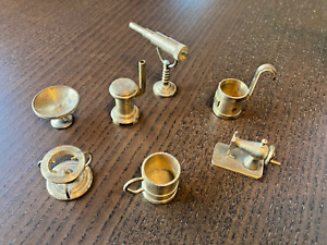 Vintage Brass Miniatures Dollhouse Made in Holland Lot of 7