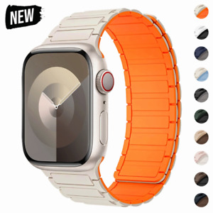 Magnetic Strap for Apple Watch Ultra 2 Band 9 8 7 SE 6 5 4 3 Silicone Watch Band