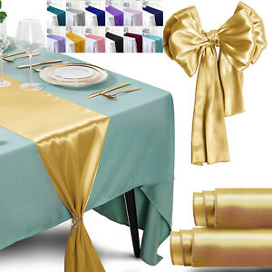 12”×108” Satin Wedding Table Runner Holiday Party Banquet Decoration 12 Colors