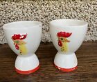 Holt Howard Vintage Egg Cups 2 1961 Rooster or Chicken Graphic with stickers