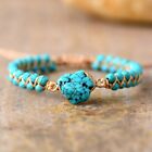 Natural Raw Turquoise Stone Charm Bracelet Blue Gemstone Bracelet Handmade