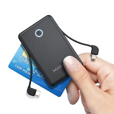 6000mah Ultra Slim Built in Cables Power Bank Card Size Built in USB C Cords