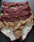 Cacique Womens Underwear 18 20 Brown Floral Crocheted Full Brief 3-2 BONUS NWOTS