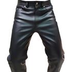 Men's 501 Style Jeans Black Faux Leather Pants Sleek & Sexy 501