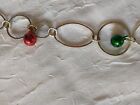 Mini Jingle Bells Holiday Christmas Necklace Jewelry Red Green Silver 30
