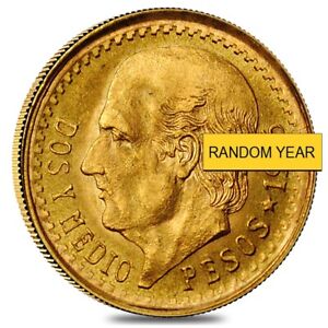 2.5 Pesos Mexican Gold Coin AGW .0603 oz AU/BU (Random Year)