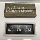 Bride And Groom Wood Wedding Signs Wall Decor To Have & To Hold Lot Of 2