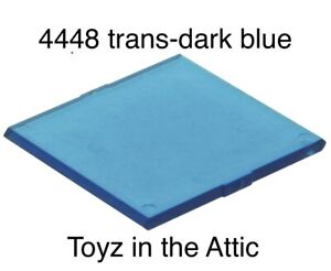 Lego 1x 4448 Trans-Dark Blue Glass Window 4 x 4 x 3 Roof 6972 Vg/Gd minor scatch
