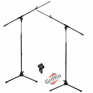 GRIFFIN Tripod Microphone Boom Stand 2 PACK - Telescoping Mic Studio Arm Mount