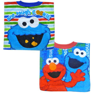 Sesame Street Cookie Monster Elmo Towel Large Toddler Pull On Bibs NWT