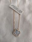 READY TO SHIP!! RACHEL ZOE 18K GOLD PLATED .925 PEARL WITH PAVE CLOVER NECKLACE