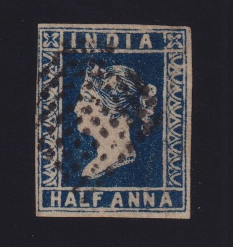 India Sc #2D (1854) 1/2a blue Victoria Die II Used