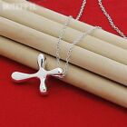 Women's 925 Sterling Silver Small Simple Cross Pendant Necklace 18” Faith N42