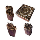 Floral Brass Wooden Printing Stamps DIY Fabric, Clay, Pottery Block (Set of 4)