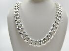 9MM REAL 925 STERLING SILVER MIAMI CUBAN SEMI SOLID LINK LARGE CHAIN