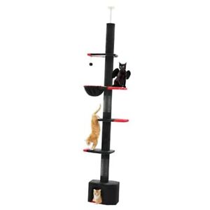 Gothic Cat Tree, Floor to Ceiling Cat Tower with Adjustable Free Stand Black