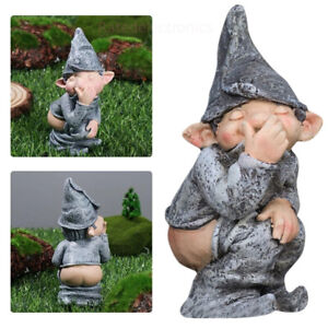 Pooping Garden Gnome Naughty Ornament Funny Home Miniature Statue Resin Dwarf US