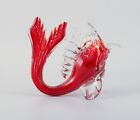 Large red Murano fish in mouth-blown art glass, 1960s/70s.
