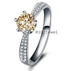2.49 Ct Brown Color Round Moissanite Diamond Engagement Ring 925 Silver Size 7