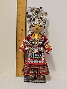 New ListingVtg Chinese Wood and Cloth Doll Dressed in Traditional Festival Clothes w/Box