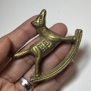 Rocking Horse Figurine Small Solid Brass Vintage