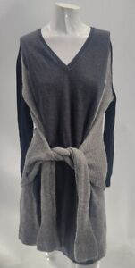 Jean Paul Gaultier Womens V Neck Charcoal Wool Four Sleeve Sweater Dress L