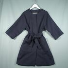 COS Trench Coat Womens 38 Blue Heavyweight Belted Button Up Collarless Preloved