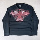 Y2K Style INC Red Wings Black Punk Grunge Emo Thermal Long Sleeve Shirt • XL