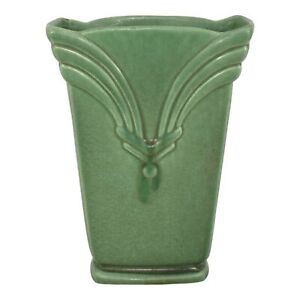 Red Wing 1930s Vintage Art Deco Pottery Green Ceramic Pillow Vase 949