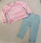 RUFFLE LEGGINGS + PINK SWEATER sz 6 Month Infant Girl Outfit Set Cuddl Duds Baby