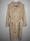 BURBERRY LONDON Mens 46 Reg Tan Beige Belted Trench Coat Check Lining Excellent