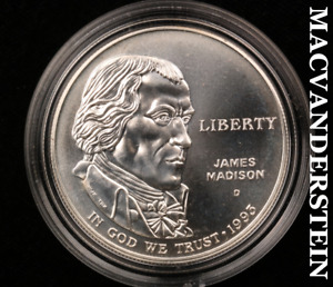 1993-D James Madison Commemorative Silver Dollar- Gem Brilliant Unc #SDC