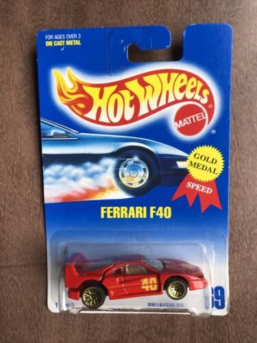 Hot Wheels -  1991 Ferrari F40 - Gold Medal Speed  #69 - Red #40 - New