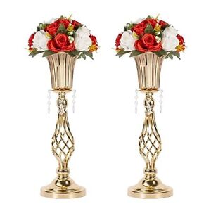 20.2in Gold Centerpieces For Table Wedding 2pcs Wedding Flower Stand Centerpiece